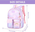 Ficcug School Bag Backpacks for Girls,Shoulder Children School Bookbags for Kids,Primary School Season Gift,Purple