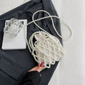 Alloet Women Crossbody Bags Elegant Pearl Woven Bucket Tote Bag Coin Wallet (style two)