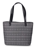 Time and Tru Women's Vale Tote Handbag, Black/Beige Jacquard