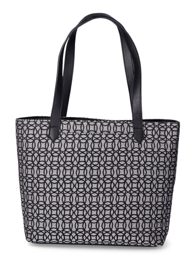 Time and Tru Women's Vale Tote Handbag, Black/Beige Jacquard