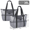 ZUXNZUX Unisex Large Nylon Mesh Beach Tote Bag with 8 Pockets, Gray