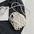 Alloet Women Crossbody Bags Elegant Pearl Woven Bucket Tote Bag Coin Wallet (style two)
