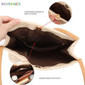 BadPiggies Women Straw Beach Bag Tote Shoulder Bag Summer Lightweight Buckets Handbag (Dark Beige)