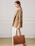 Lovevook Work Tote Bag for Women, Waterproof Pu Leather Laptop Shoulder Bag, Multi-Pocket Office Briefcase Fit 15.6" Laptop