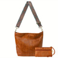 MINSONG Women's Premium Texture Commuter Vintage Wide Strap Crossbody Tote Bag, Brown