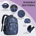 Blue Backpack for School, College, and Travel, Water Resistant Bookbag, Backpack for Boys & Girls with Adjustable Padded Mesh Straps, Geometric Print Kids Backpack for Girls Boys School Bag Bookbags