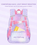 Ficcug School Bag Backpacks for Girls,Shoulder Children School Bookbags for Kids,Primary School Season Gift,Purple