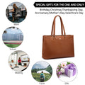 Lovevook Work Tote Bag for Women, Waterproof Pu Leather Laptop Shoulder Bag, Multi-Pocket Office Briefcase Fit 15.6" Laptop