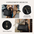 ECOSUSI Leather Laptop Tote Bag for Women 15.6 Inch Computer Briefcase Waterproof Handbag Shoulder Bag Purse for Tablet Work Office Business College Daily Travel, Black
