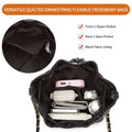 Tepilte Crossbody Drawstring Bucket Bags and Purses for Women Faux Leather Hobo Shoulder Handbags Quilted Purse