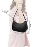 TSV Shoulder Bag for Women, Small Leather Handbag with Zipper Closure, Black