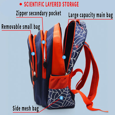 Spider Man Pattern Cartoon Backpack 3d Comic School Bag Waterproof Lightweight Backpack Suitable For 3-8 Years Old Backpack Sea Blue-Medium