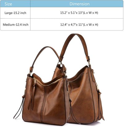 Handbags for Women Large Designer Ladies Hobo bag Bucket Purse Faux Leather Large-15.2 inch Brown-gold Hardware