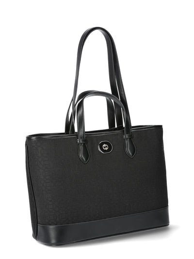 Time and Tru Women's Chloe Tote Bag, Black Jacquard