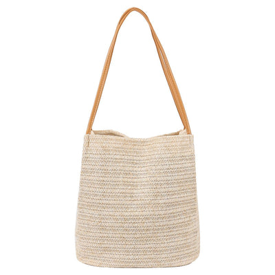 Luxtrada Straw Beach Bag Buckets Totes Handbag Shoulder Bag Tote Bag Women Summer Handbag "Light Beige"