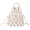 Alloet Women Crossbody Bags Elegant Pearl Woven Bucket Tote Bag Coin Wallet (style two)