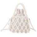 Alloet Women Crossbody Bags Elegant Pearl Woven Bucket Tote Bag Coin Wallet (style two)