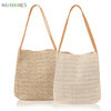 BadPiggies Women Straw Beach Bag Tote Shoulder Bag Summer Lightweight Buckets Handbag (Dark Beige)
