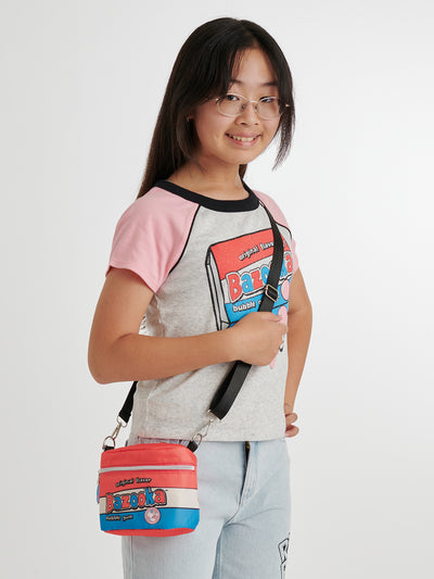 Justice Girls’ Bazooka Bubble Gum Crossbody Handbag with Keychain