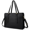 ECOSUSI Leather Laptop Tote Bag for Women 15.6 Inch Computer Briefcase Waterproof Handbag Shoulder Bag Purse for Tablet Work Office Business College Daily Travel, Black