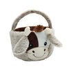 Easter Basket Cute Cow Plush Toys Colorful Egg Candy Buckets Tote Bag Handbag for Kids Spring Gift Basket Party Decorations Supplies