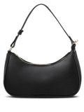 TSV Shoulder Bag for Women, Small Leather Handbag with Zipper Closure, Black
