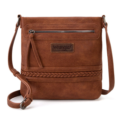 Wrangler Crossbody Bags for Women Satchel Purse Medium Shoulder Handbags with Detachable Guitar Straps, Brown Sugar