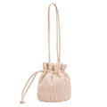 Yucurem Women Bucket Bag Drawstring Hobo Bag Pleated Shopping Bag Handbag (White)
