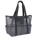 ZUXNZUX Unisex Large Nylon Mesh Beach Tote Bag with 8 Pockets, Gray