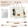 Canvas Tote Bag with Multi-Pocket for Women, Large Crossbody Shoulder Handbag Everything Tote Bag with Compartments, Laptop Work Bags Shoulder Travel Messenger Gym Totes, White