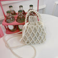 Alloet Women Crossbody Bags Elegant Pearl Woven Bucket Tote Bag Coin Wallet (style two)