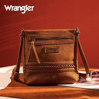 Wrangler Crossbody Bags for Women Satchel Purse Medium Shoulder Handbags with Detachable Guitar Straps, Brown Sugar