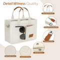 Canvas Tote Bag with Multi-Pocket for Women, Large Crossbody Shoulder Handbag Everything Tote Bag with Compartments, Laptop Work Bags Shoulder Travel Messenger Gym Totes, White