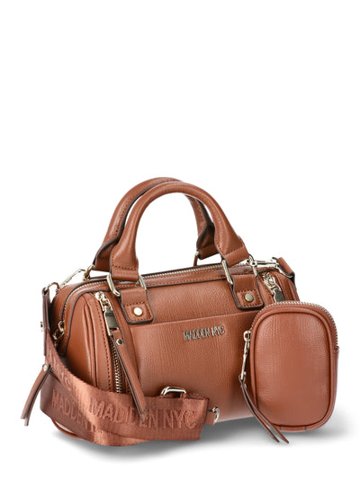 Madden NYC Women's Multi Zipper Barrel Bag, Cognac