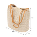 Luxtrada Straw Beach Bag Buckets Totes Handbag Shoulder Bag Tote Bag Women Summer Handbag "Light Beige"