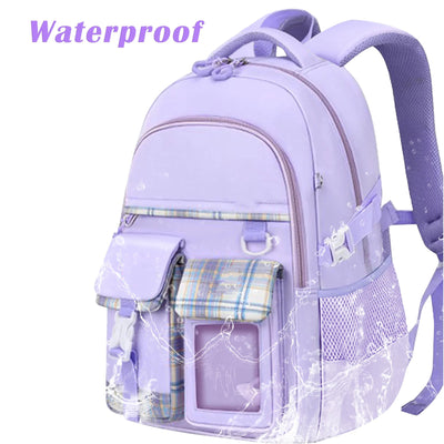 Aursear School Backpack for Girls, Kids School Bag for Teens Girls, Lightweight Bookbag Gifts, Purple