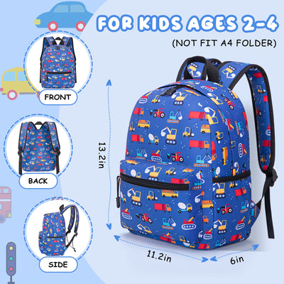 Toddler Backpack for Boys Girls 2-4, Preschool Backpack for Boys Girls, Mini Backpack For School & Travel, Child Backpacks, Kindergarten Elementary Toddler bag, Kids Backpack, 11" H, Dark Blue Cars