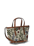 Time and Tru Women's Floral Vine Mini Tote Crossbody, Brown