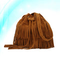 Women Tassel Shoulder Crossbody Fringe Bucket Handbag Leather Tote Woman Fringed