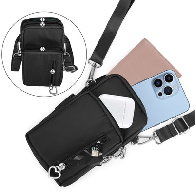Crossbody Cell Phone Bag, TSV Small Waterproof Nylon Shoulder Purse Wallet with Adjustable Strap for Women