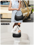 TSV Shoulder Bag for Women, Small Leather Handbag with Zipper Closure, Black