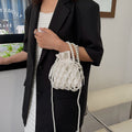 Alloet Women Crossbody Bags Elegant Pearl Woven Bucket Tote Bag Coin Wallet (style two)