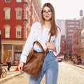 Handbags for Women Large Designer Ladies Hobo bag Bucket Purse Faux Leather Large-15.2 inch Brown-gold Hardware